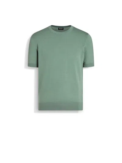 Zegna Premium Cotton T-shirt In Sage Green