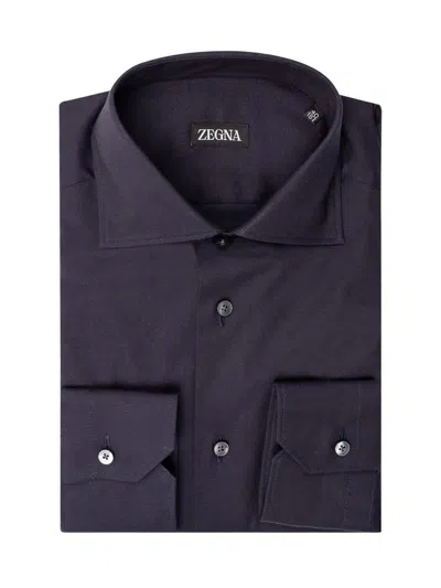 Zegna Sartoriale Shirt With Unique Collar Design In 402