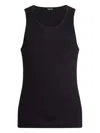 Zegna Black Cotton Blend Tank Top In Animal Print