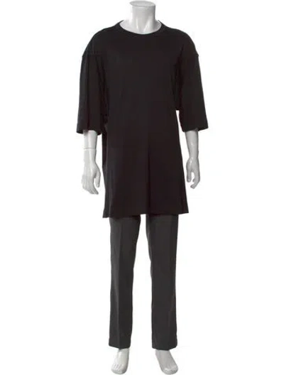 Pre-owned Zegna Scoop Neck Three-quarter Sleeve T-shirt In Black