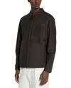 Zegna Secondskin Zip-front Nubuck Overshirt In Dark Brown Solid
