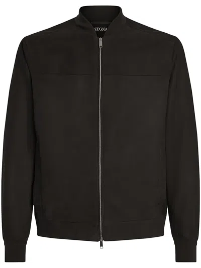 Zegna Secondskin Bomber Jacket In Black