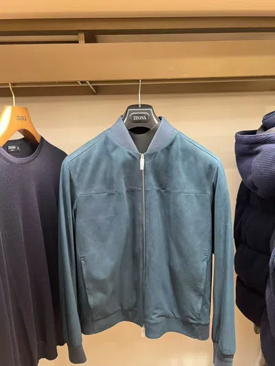 Zegna Secondskin Bomber Jacket In Green