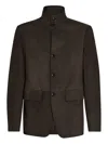 Zegna Secondskin Il Buttoned Leather Jacket In Brown
