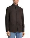 Zegna Il Conte Calf-leather Jacket In Brown