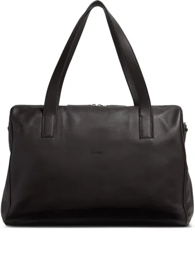 Zegna Secondskin Leather Holdall Bag In Brown