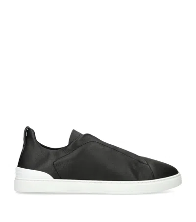 ZEGNA SHEARLING TRIPLE STITCH SECONDSKIN SNEAKERS