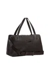 Zegna Secondskin Leather Weekender Bag In Dark Brown