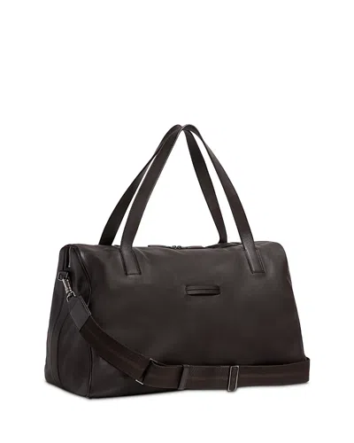 Zegna Secondskin Leather Weekender Bag In Dark Brown