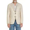 Zegna Chalk Stripe Linen And Silk Jacket In Natural Chalk