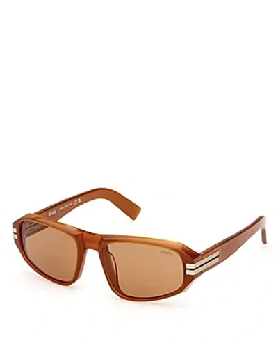 Zegna Shield Sunglasses, 58mm In Brown