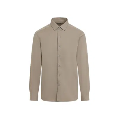 Zegna Long-sleeved Shirt In Beige