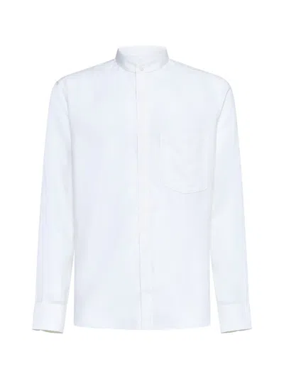 Zegna Cotton And Cashmere Shirt In Bianco Ottico Unito