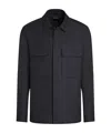 Zegna Linen Shirt With Chest Pockets And Structured Collar In Blue