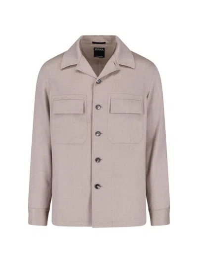 Zegna Shirt Jacket "oasi" In Beige
