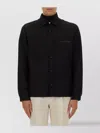 Zegna Button-up Wool Shirt With Zip Pocket Detail In Black