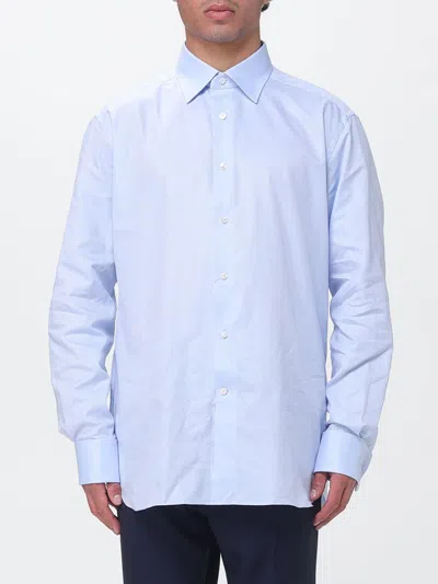 Zegna Stretch-popeline Shirt In Blue