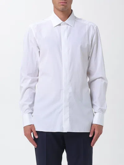 Zegna Poplin-texture Classic-collar Shirt In White
