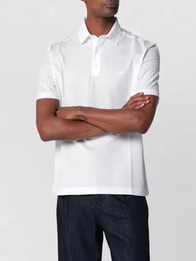 Zegna Mini Polo Shirt With Sleeves And Buttoned Collar In White