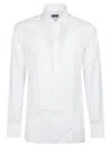 Zegna Micro Striped Trecapi Tailored Fit Long Sleeve Shirt In White