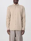 Zegna Man Shirt Beige Size L Silk In Ecru