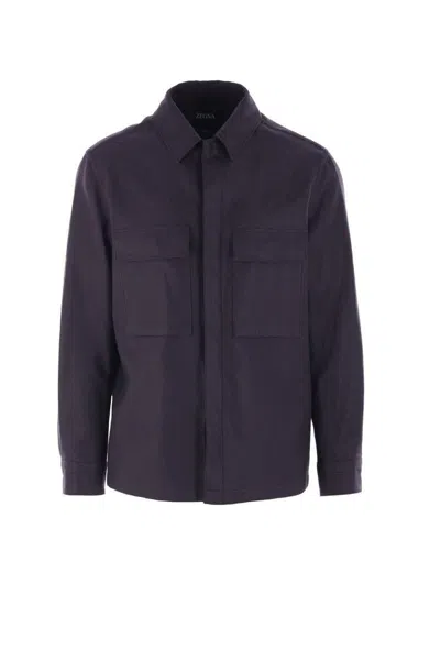 Zegna Oasi Lino Overshirt Shirt And Blouse Blue