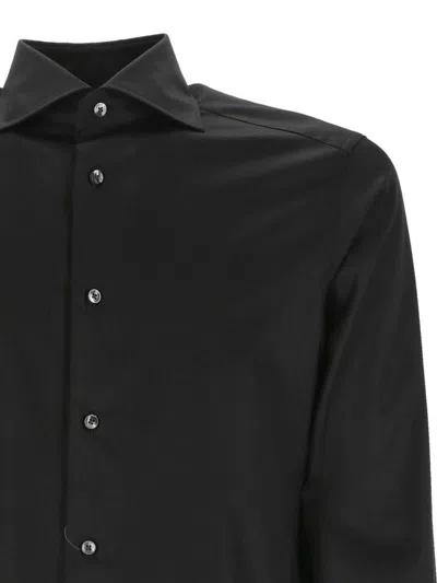 Zegna Long-sleeve Poplin Shirt In Black