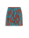 Zegna Oasi Lino Regular Fit Linen Shorts In Rouge Brique/bleu Sarcelle Vif