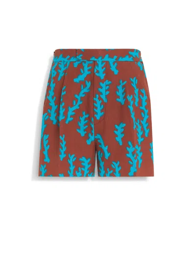 ZEGNA SHORT EN OASI LINO ROUGE BRIQUE ET BLEU SARCELLE VIF