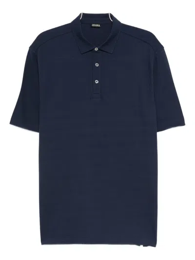 Zegna Short-sleeve Button Polo Shirt In Blue