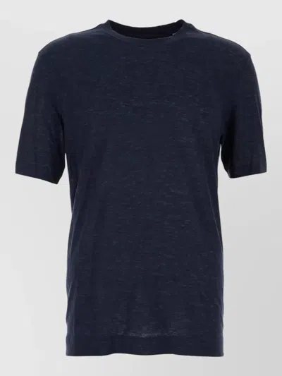 Zegna Short Sleeve Crew Neck Jersey Top In Blue