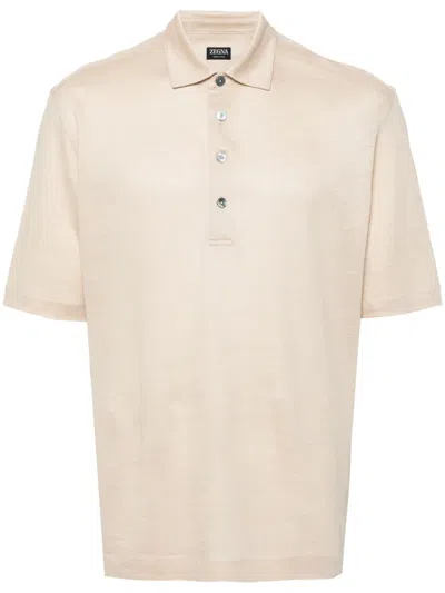 ZEGNA SHORT-SLEEVE LINEN POLO SHIRT