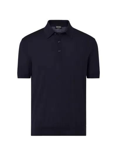 Zegna Short-sleeve Polo Shirt In Blue