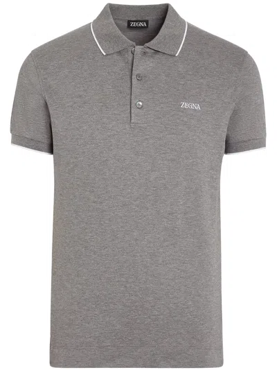 Zegna Short-sleeve Polo Shirt In Grey
