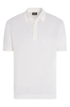 Zegna Cotton Polo Shirt With Intarsia Knitted Stripe In White