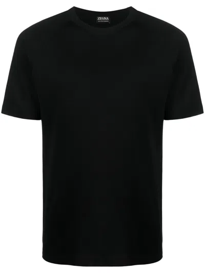 Zegna Short-sleeve Wool T-shirt In Schwarz