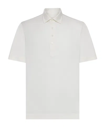 Zegna Short-sleeved Button-down Polo Shirt In White