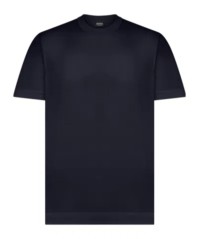 Zegna Short-sleeved Crew Neck T-shirt In Blue