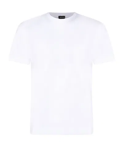 Zegna Slim-fit Logo-embroidered Cotton-jersey T-shirt In White