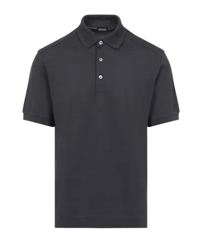 Zegna Short-sleeved Polo Shirt In Black