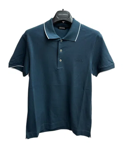 Zegna Short-sleeved Polo Shirt In Blue