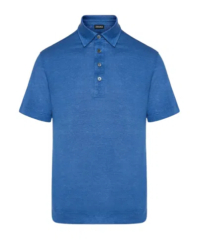 Zegna Short-sleeved Polo Shirt In Blue