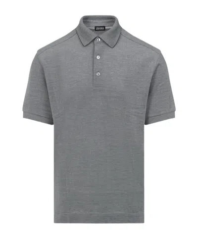 Zegna Short-sleeved Polo Shirt In Gray