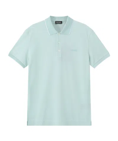 Zegna Short-sleeved Polo Shirt In Blue