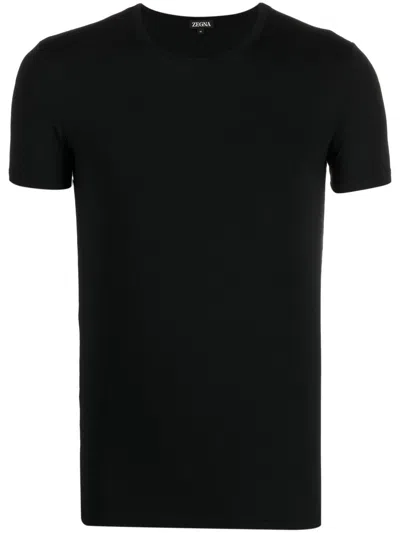 Zegna Short-sleeved Stretch-modal T-shirt In Schwarz