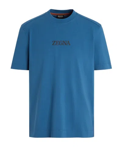 Zegna Short-sleeved T-shirt In Blue