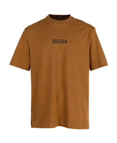 Zegna Short-sleeved T-shirt In Brown