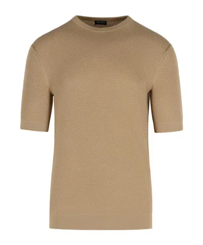 Zegna Short-sleeved T-shirt In Nude