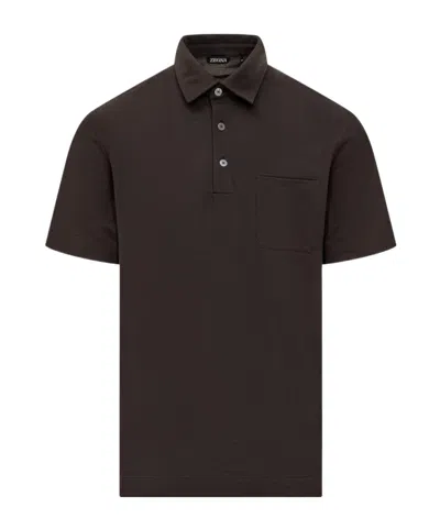 Zegna Short-sleeves Pocket Detailed Polo Shirt In Brown