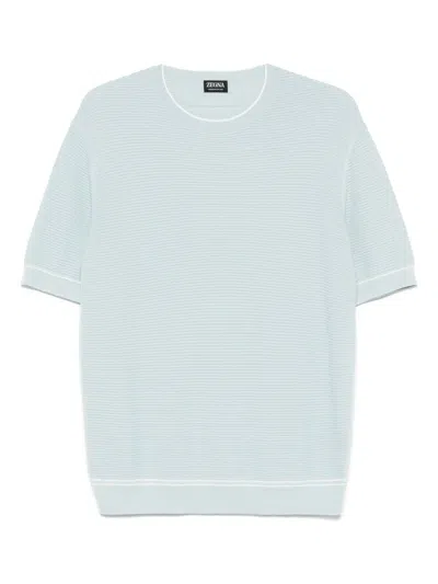 Zegna Short-sleeves Sweater In Blue